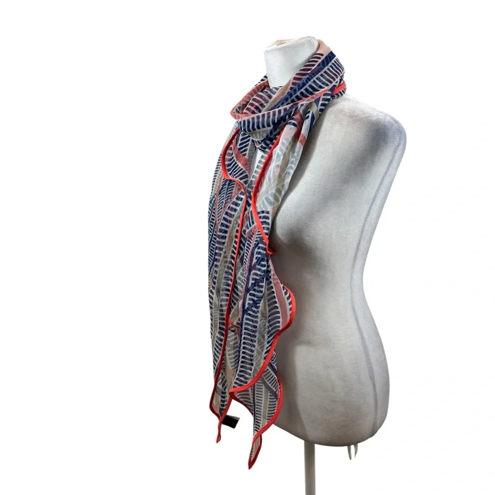 Ladies Dana Buchanan‎ Brand Sheer Blue, White and Orange Neck Scarf